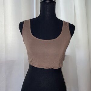 PRETTY LITTLE THING Basic Scoop Neck Crop Top (2 pack black/ recycled mocha)